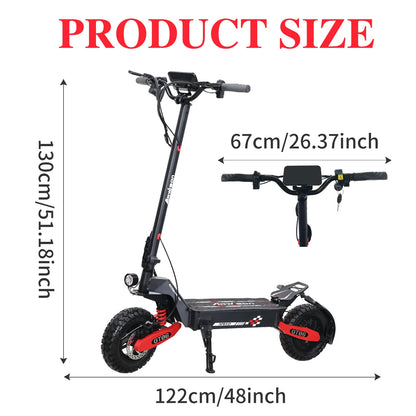 40MPH Electric Scooter For Adults 52V 23AH,2400W Dual Motor EScooter With Shock Absorption ,11'' Off-Road Tires Folding Scooter