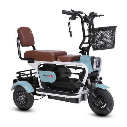 Family Mobility Scooter 2 Seat For Elderly 400W Foldable Electric Scooter Bike Parent Child 3 Wheels Electric Tricycle Passenger